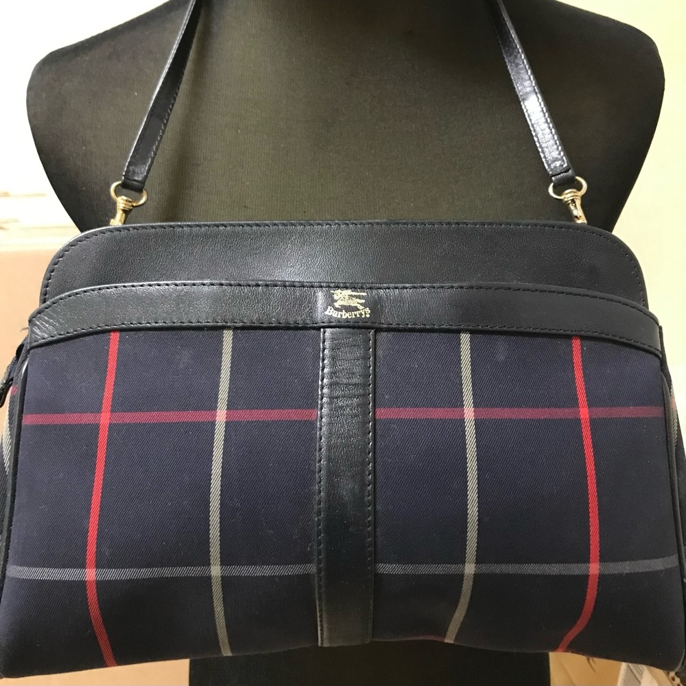 Vintage Burberry blue red yellow Tartan bag with shoulder strap